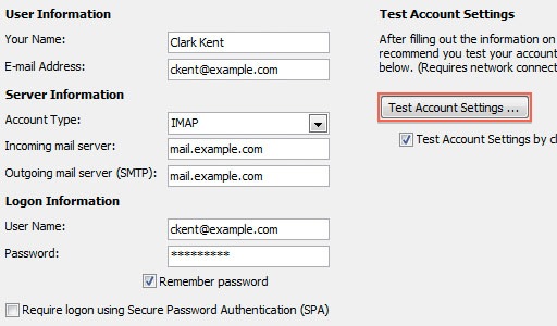 imap settings for outlook 2010