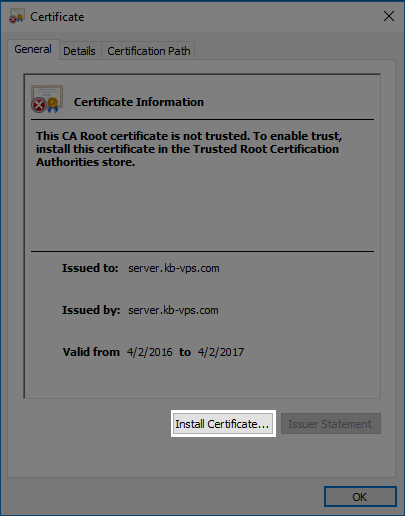 The install certificate button.