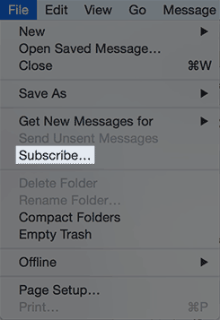 The file menu with the subscribe option.
