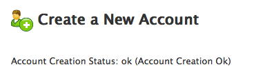 Account created confirmation.