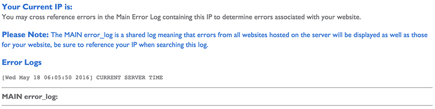 The Main Error Log