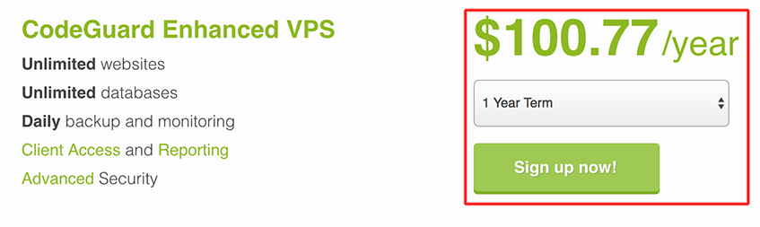 CodeGuard billing cycle selection