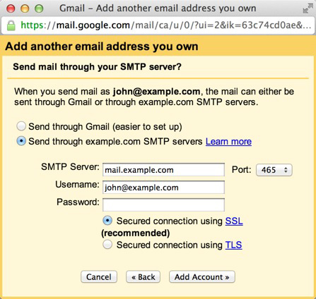 Gmail Outgoing Server