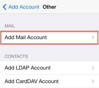 Настройка приложения электронной почты — устройства iOS ios7 add mail account