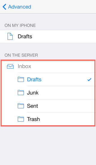 Email Application Setup   iOS Devices ios7 imap folder server
