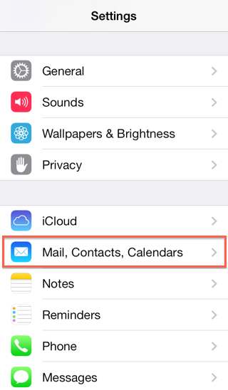 Email Application Setup   iOS Devices ios7 settings
