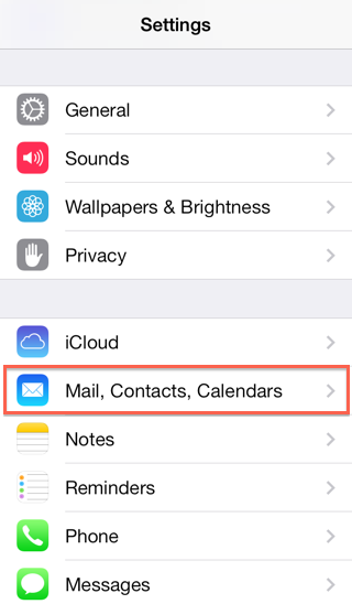 El. pašto programos sąranka – iOS įrenginiai ios7 settings