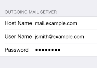 Email Application Setup   iOS Devices ios7 smtp settings