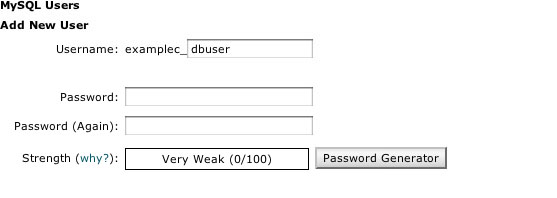 Create MySQL Username
