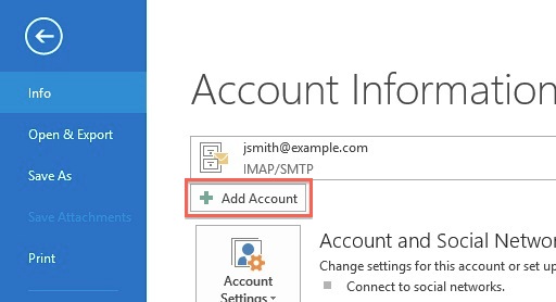 adding accounts to outlook 2016