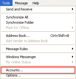 Accounts from the Tools menu.