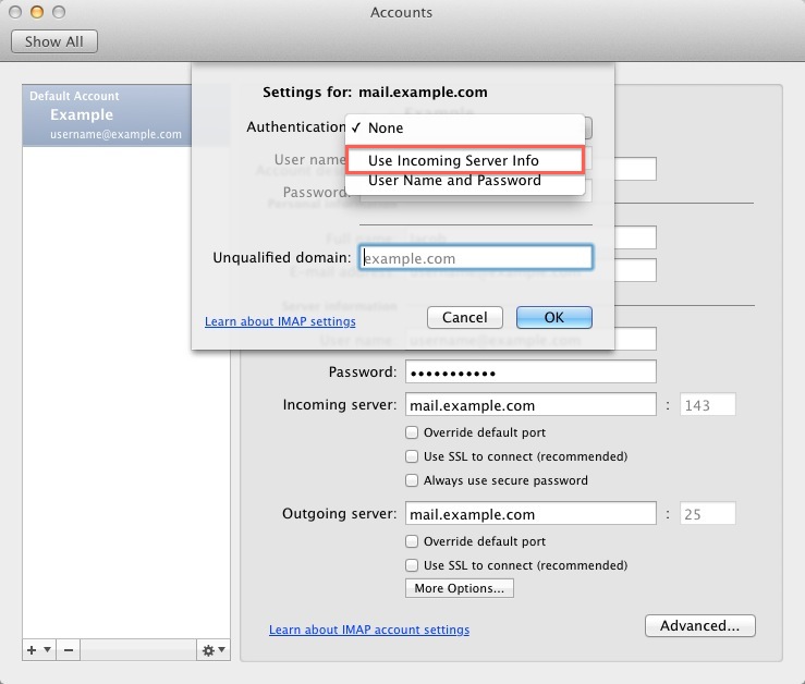 change outlook password for mac 2011