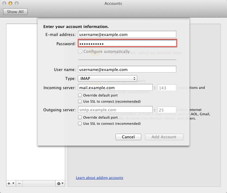 configure exchange account on outlook 2011 for mac