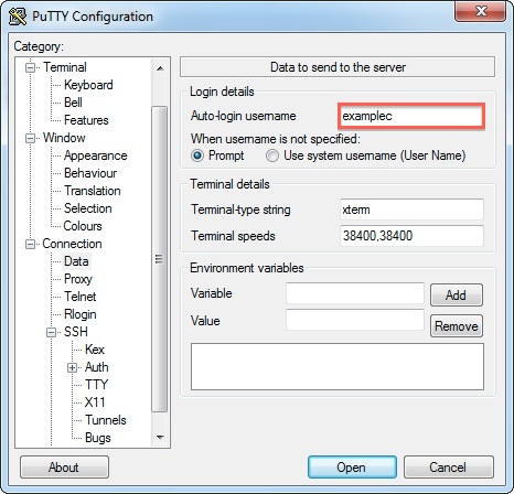 putty ssh password