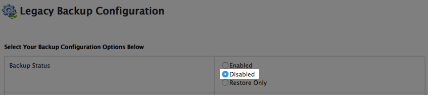 Disabling Legacy Backups.